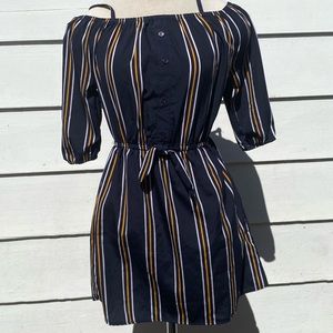 Navy Blue Striped Dress